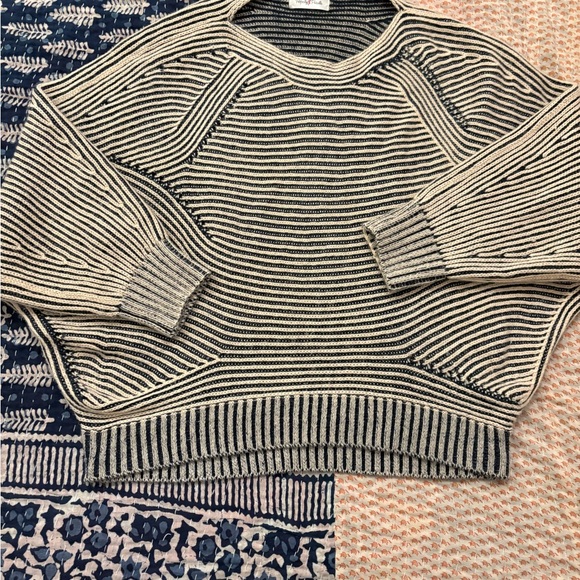 Perfectly Priscilla Sweaters - Striped Crew Neck Sweater